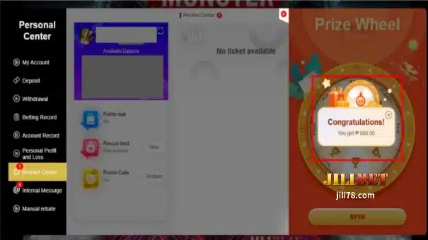 Pagkatapos i-click ang "Receive", paikutin ang wheel para matanggap ang bonus.